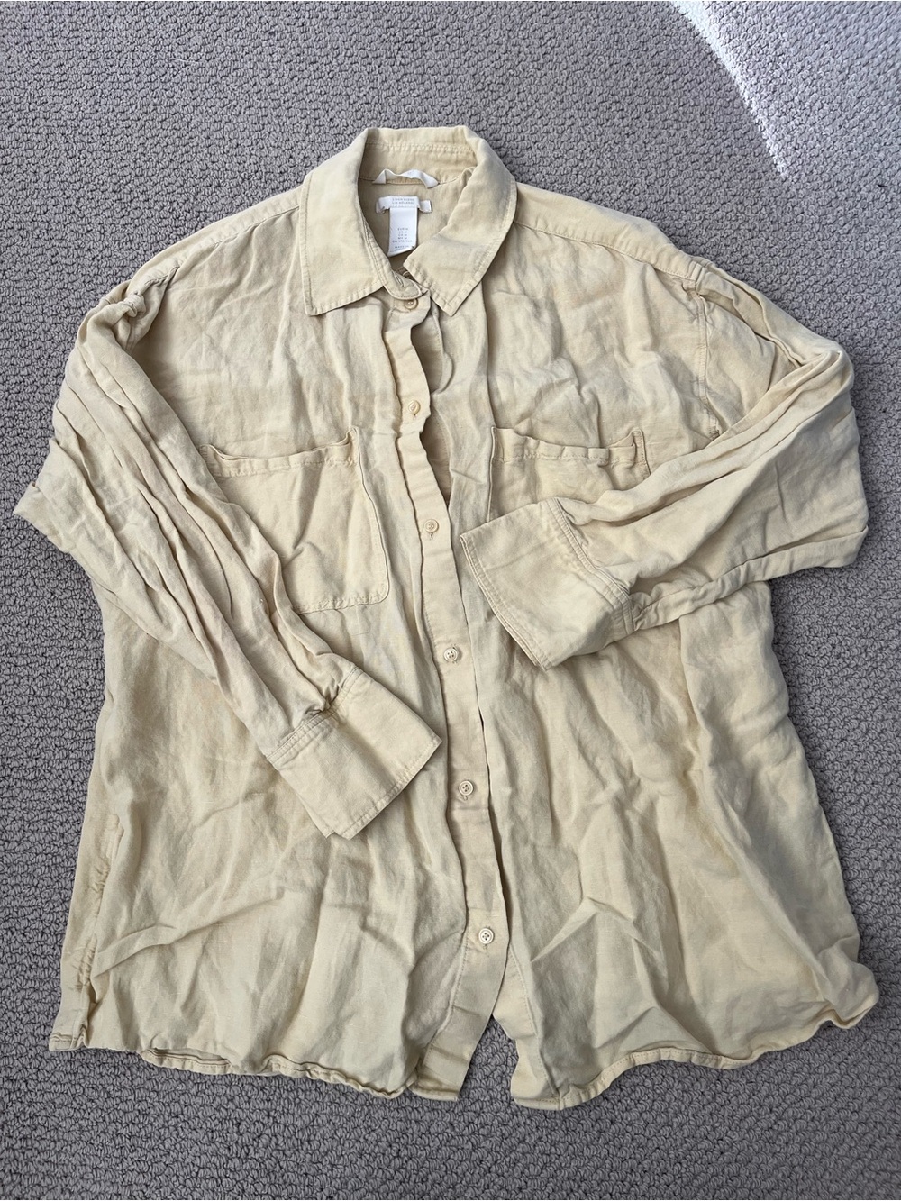 H&M Light Beige Button-Front Shirt Jacket